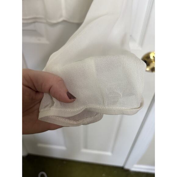 Reformation White Cropped Long Sleeve Top Size XS Boho Sheer Peasant Renfest - Picture 8 of 10